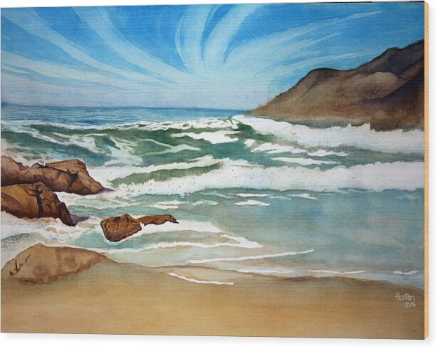 Rick Huotari Wood Print featuring the painting Ocean Side by Rick Huotari
