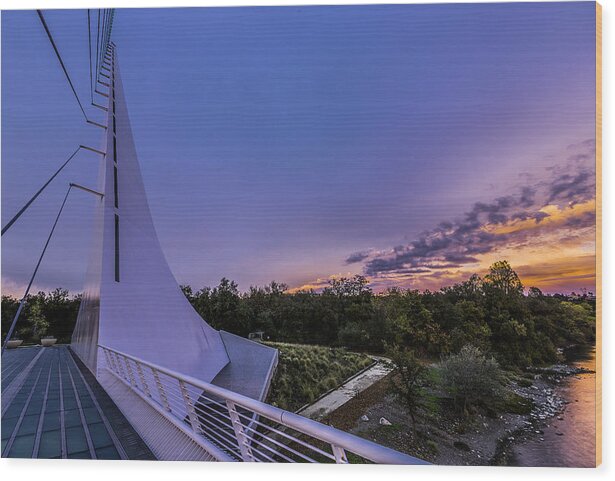 Bridge Wood Print featuring the photograph Sundial Bridge by Don Hoekwater Photography
