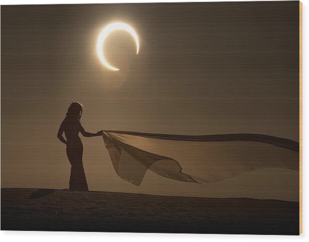 Solar Eclipse Wood Print featuring the photograph The Bullfight Wide Format by Dario Impini