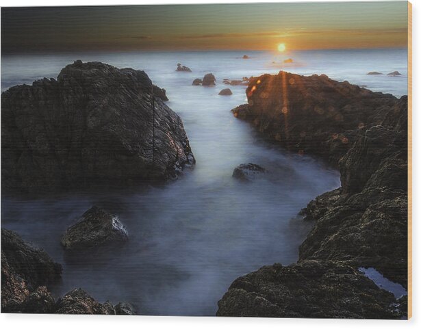 Moss Beach Wood Print featuring the photograph Moss Beach Sunset by Don Hoekwater Photography