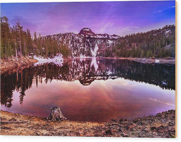 Ebbetts Pass Wood Print featuring the photograph Kinney Reservoir Sunset by Don Hoekwater Photography