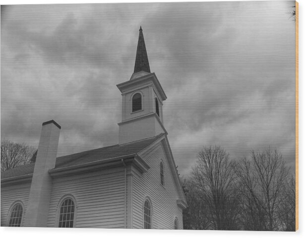 Waterloo Village Wood Print featuring the photograph Waterloo United Methodist Church - Detail by Christopher Lotito