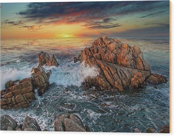 Sunset Wood Print featuring the photograph Carmel Sunset by Eric Wiles