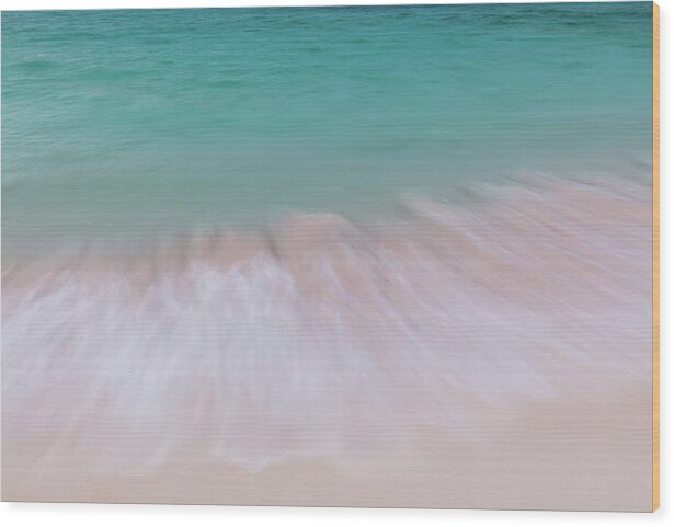 Wave Wood Print featuring the photograph Pink Sand Beach by Erika Valkovicova
