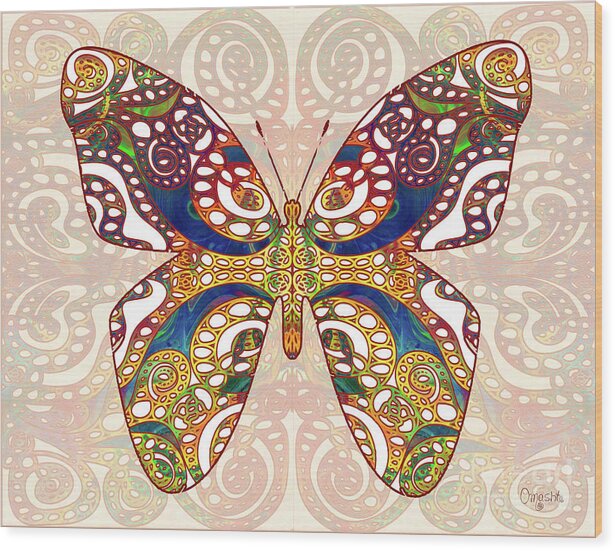 Butterfly Illustration Wood Print featuring the mixed media Butterfly Illustration - Transforming Rainbows - Omaste Witkowski by Omaste Witkowski