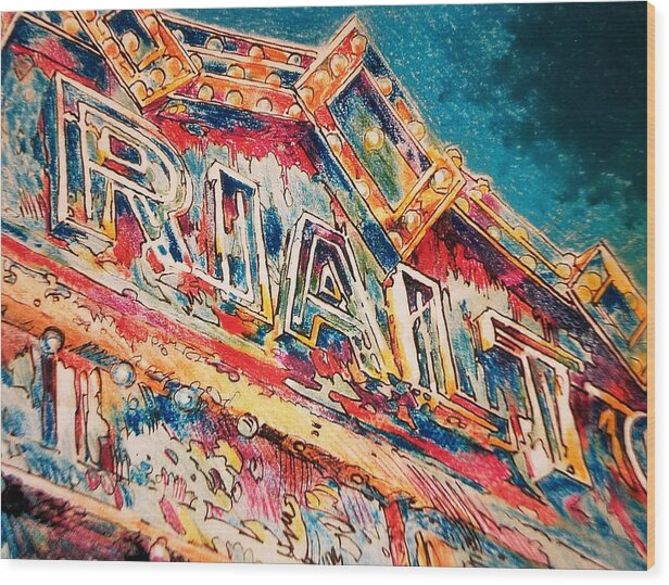  Wood Print featuring the painting Lights Out At The Rialto by Don Getz