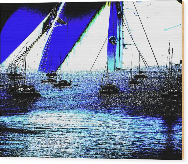 Sailing Wood Print featuring the digital art Sail Harbor by Dan Podsobinski