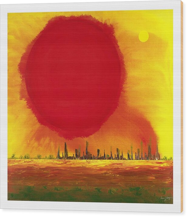 Sun Wood Print featuring the painting Spf 5000 by Lew Hagood