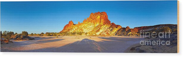 Rainbow Valley Outback Landscape Central Australia Australian Northern Territory Panorama Panoramic Clay Pan Dry Arid Wood Print featuring the photograph Rainbow Valley #15 by Bill Robinson
