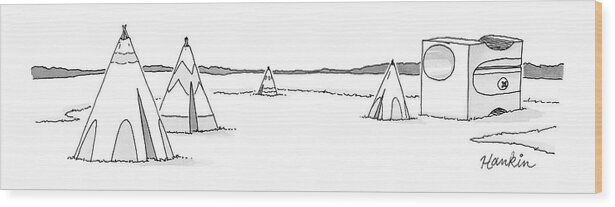 Captionless Wood Print featuring the drawing Teepees And Pencil Sharpener by Charlie Hankin