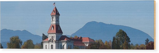 Corvallis Wood Print featuring the photograph Benton County Courthouse by Mike Bergen