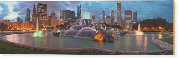 Kevin Eatinger Wood Print featuring the photograph Chicago Stanley Cup pano by Kevin Eatinger