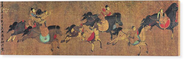 13th Century Wood Print featuring the painting China Horse Riders by Granger