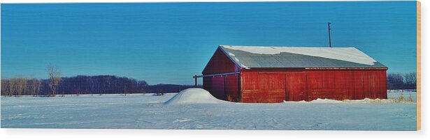  Wood Print featuring the photograph Labo Rd Barn Pano by Daniel Thompson