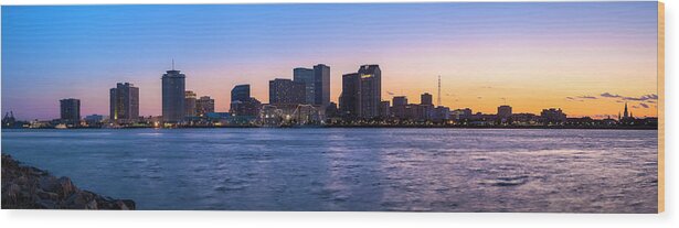 Panoramic Wood Print featuring the photograph New Orleans Sunset Panorama by Drnadig