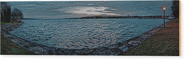 Panoramic Wood Print featuring the photograph Skaneateles Lake Sunset by S Paul Sahm