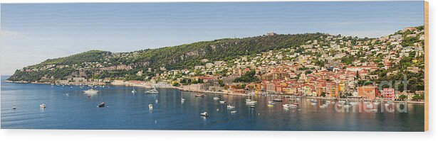 Villefranche-sur-mer Wood Print featuring the photograph Villefranche-sur-Mer and Cap de Nice on French Riviera 1 by Elena Elisseeva