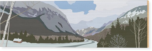White Mountains Wood Print featuring the painting Franconia Notch by Marian Federspiel