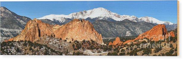 Garden Of The Gods Wood Print featuring the photograph Garden Of The Gods Medium Panorama by Adam Jewell