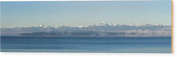 Olympic Mountains Wood Print featuring the photograph Olympic Mountains Across Puget Sound by Mary Jo Allen