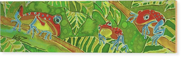 Frog Wood Print featuring the painting Rainforest Buds by Kelly Smith