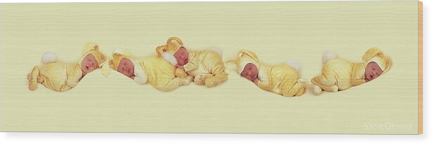 Bunnies Wood Print featuring the photograph Sleeping Bunnies by Anne Geddes