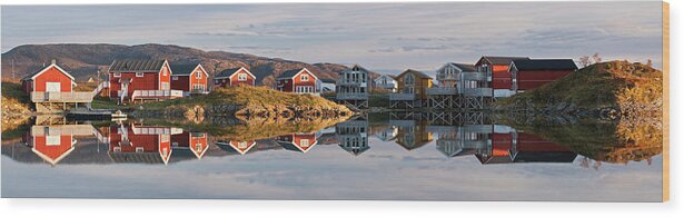 Tranquility Wood Print featuring the photograph Cabins At Sommaroy, Tromso, Norway #1 by David Clapp