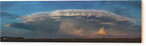 Nebraskasc Wood Print featuring the photograph Evening Supercell and Lightning 018 by Dale Kaminski
