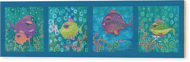 Fish School Wood Print featuring the digital art Fish School by Tanielle Childers