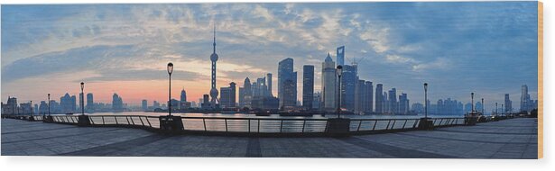 Shanghai Wood Print featuring the photograph Shanghai morning #4 by Songquan Deng