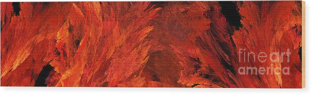 Abstract Wood Print featuring the digital art Autumn Fire Abstract Pano 2 by Andee Design