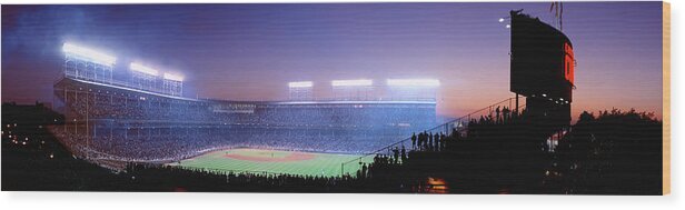 Photography Wood Print featuring the photograph Baseball, Cubs, Chicago, Illinois, Usa by Panoramic Images