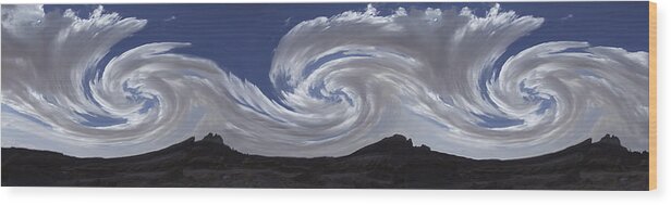 Cloud Formations Wood Print featuring the photograph Dancing Clouds 1 Panoramic by Mike McGlothlen