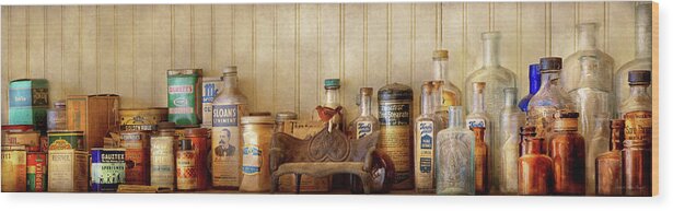 Chef Art Wood Print featuring the photograph Kitchen - Ingredients - Kitchen bottles by Mike Savad