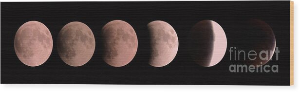 Lunar Wood Print featuring the photograph Lunar Eclipse 9-27-15 Stages by Mim White