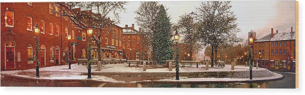 Wood Print featuring the mixed media Market Square Christmas 2006 #1 by John Brown