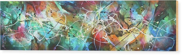 Abstract Wood Print featuring the painting White Treasure by Michael Lang