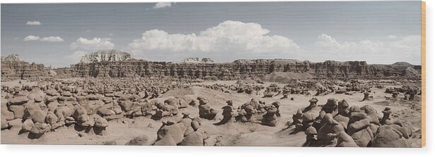 Large Wood Print featuring the photograph Goblin Valley Desert Large Panorama by Mike Irwin