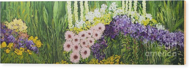 Floral Wood Print featuring the painting Flower Dance 6 by Allan P Friedlander