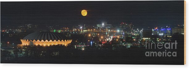  Panoramic Wood Print featuring the photograph Supermoon by Dan Friend