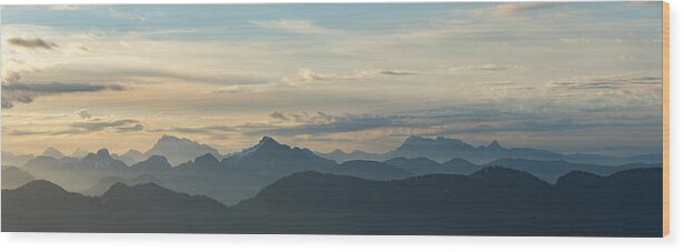 Canada Wood Print featuring the photograph View From Mount Seymour at Sunrise Panorama by Rick Deacon