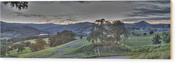 Dusk Wood Print featuring the photograph Bluebell and Country Roads Gilroy CA by SC Heffner