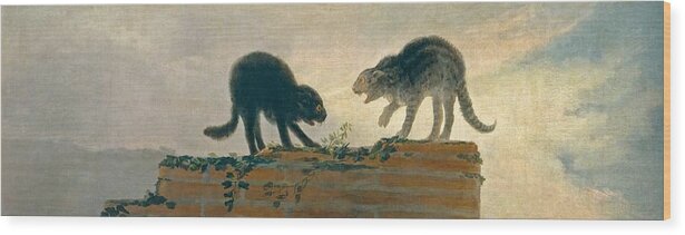 1786 Wood Print featuring the painting Catfight by Francisco Goya