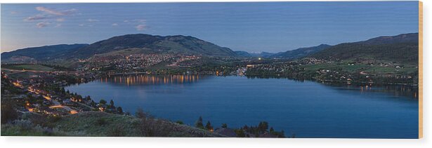 Lakes Wood Print featuring the photograph Evening Panorama of Kalamalka Lake by Michael Russell