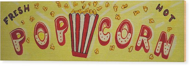 Pop Corn Wood Print featuring the painting Pop it Up by Patricia Arroyo