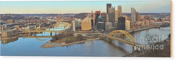  Wood Print featuring the photograph Soft Light Over Pittsburgh by Adam Jewell