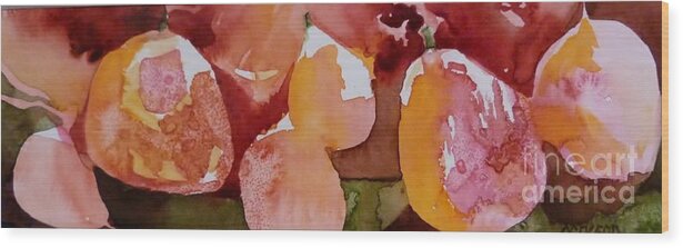 Hortensia Wood Print featuring the painting Two Pairs of Pears by Donna Acheson-Juillet