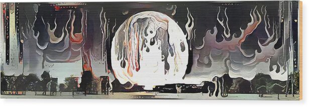 Dark Wood Print featuring the digital art Full moon by Bruce Rolff