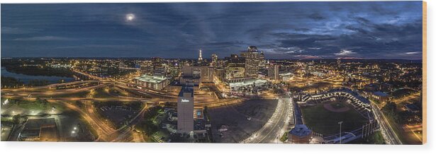 Hartford Wood Print featuring the photograph Hartford CT Night Panorama by Mike Gearin