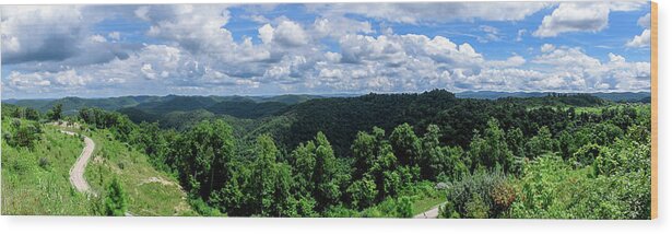 Eastern Ky Wood Print featuring the photograph Hills and Clouds by Lester Plank